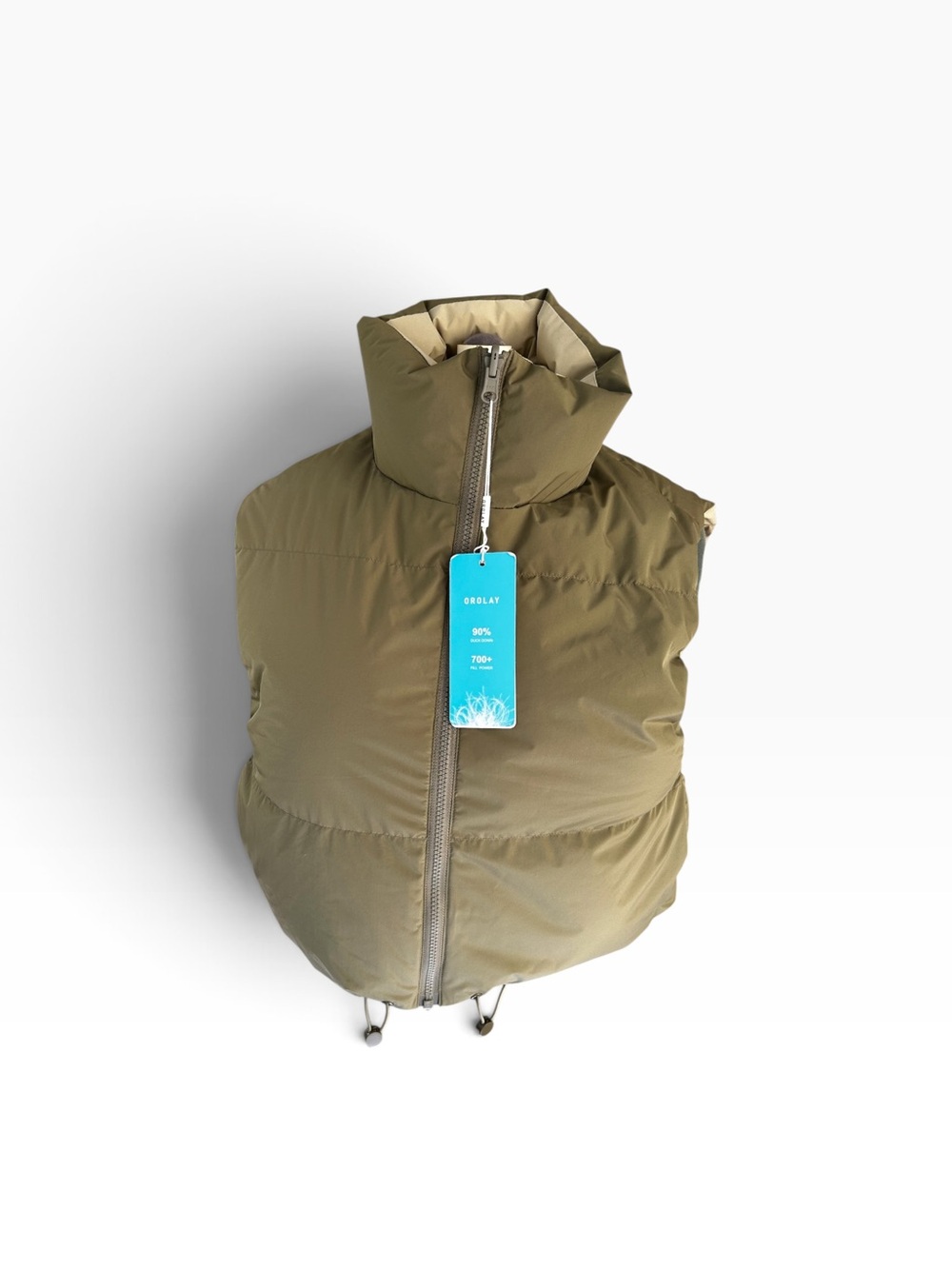 Orolay Olive Green Cropped  Puffer Vest - New with Tag-Size Small